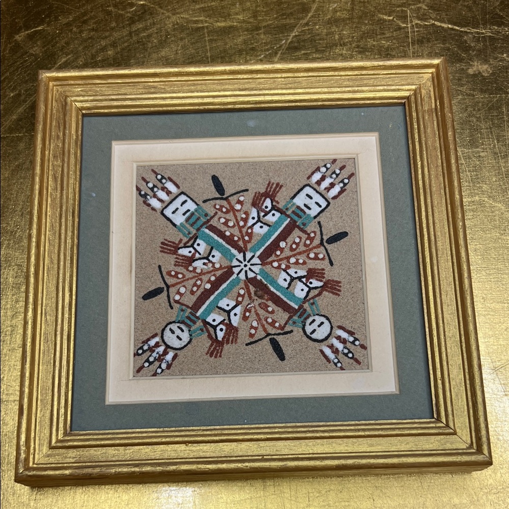 Framed Native American Sand Art Print